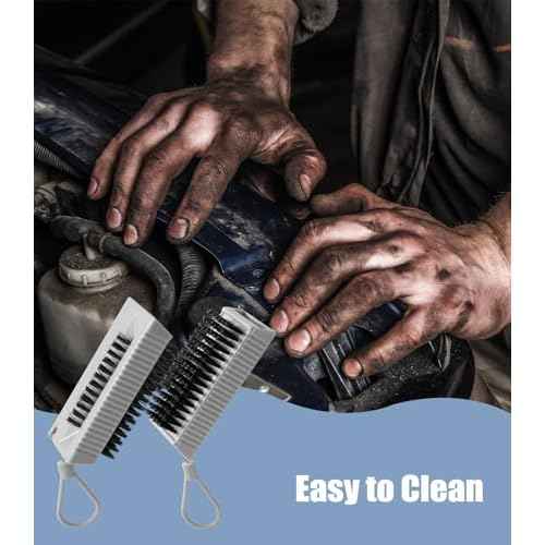 Nail Brush for Cleaning Fingernails, 2Pack Heavy Duty Nail Brushes Remove Dirt and Paint Fingernail Brush Deep Cleaning Mechanical Nail Scrub Brush Two-Sided with Hanging Rope, Grey