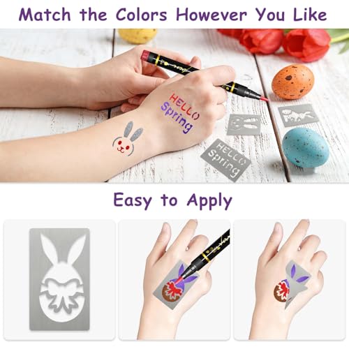 145 Piece Easter Face Paint Stencils & 8 Body Markers Set