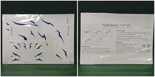 Purple Lightning Temporary Tattoos - Waterproof Cosplay Body Art (8 Pcs)