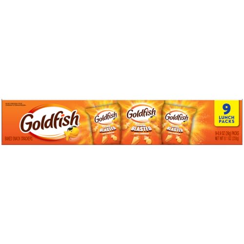 Goldfish Flavor Blasted Xtra Cheddar Cheese Crackers 0.9 oz Pack of 9 - On-the-Go Snack