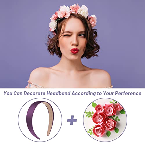 Anezus 16 Pcs Satin Headbands Bulk - 1 Inch Anti-Slip