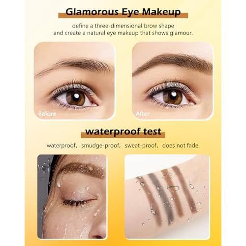 Eyebrow Powder Kit-2 Colors Soft Eye Brow Tinted Powder Palette, Waterproof & Long Lasting Dark/Light Brown Brow Filler, Professional Eyebrow Contour Makeup for Women with Mirror Brow Brush & Razor-1#