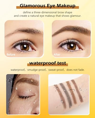 Eyebrow Powder Kit - 2 Colors Waterproof Long Lasting with Mirror & Brush