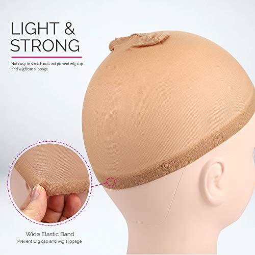 Nylon Wig Cap - Light Brown Stretchy Stocking Cap for Women Men Kids - Variation of Nylon Wig Cap