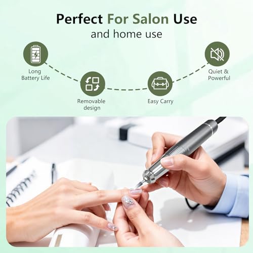 BETE Professional 40000 RPM Cordless Nail Drill Kit with 6 Bits