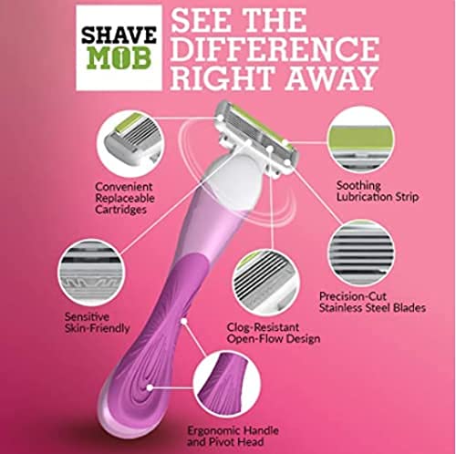 ShaveMOB 6-Blade Women's Razor Kit (Flex Head Handle + 24 Refills) - The Perfectionist Shaving Kit