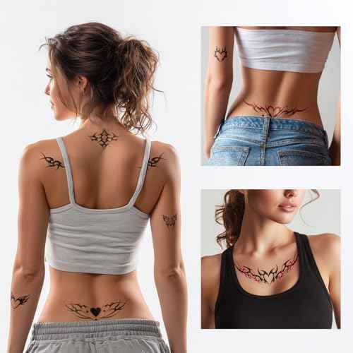 Tramp Stamp Temporary Tattoos | Y2K Edgy Cybersigilism | Realistic Waterproof Fake Tats | Festival, Bachelorette, Halloween, Birthday Favors, Accessories