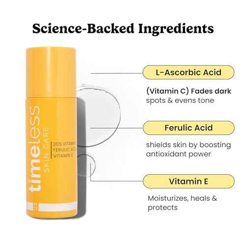 Timeless Skin Care Vitamin C Serum with Vitamin E & Ferulic Acid - Brightening Serum - for Oily & Dry Skin - Fragrance-Free - 4 oz