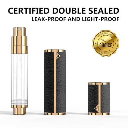 3zorqinron 8ml Leather Travel Perfume Atomizer – Refillable Leather Cologne Sprayer, Black