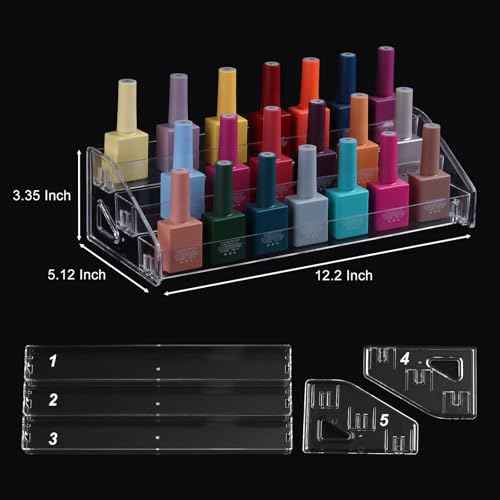 Nail Polish Display Organizer Clear Acrylic Eyeglasses Holder Essential Oil Storage Rack Makeup Stand Tray (3 Layer)