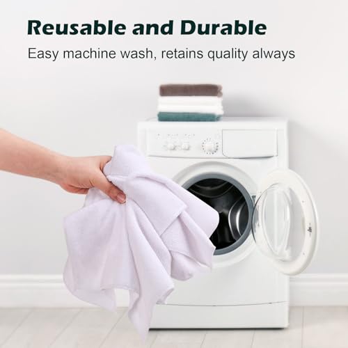 White Washcloths Bulk 50 Pack, Highly Absorbent & Quick Drying Face Towels, Premium Quality Soft Bath Towels, Multipurpose Microfiber Wash Cloths, 12x12 inches