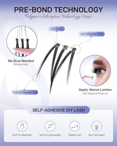 Self-Adhesive Lower Lashes 90 Pcs Pre-glued Bottom Eyelashes