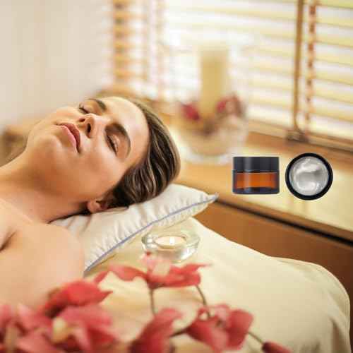 12Pcs Small Amber Glass Jars with Black Lids Empty Cosmetic Containers with Inner Liners Refillable Travel Containers Bottles for Lotion Face Cream Makeup Lip Balm 5g