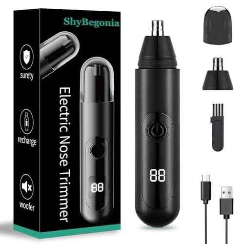 Nose Hair Trimmer for Mens and Women- 2025 Professional Painless Eyebrow & Facial Hair Trimmer for Men Women, Battery-Operated Trimmer with IPX7 Waterproof, Dual Edge Blades for Easy Cleansing Black