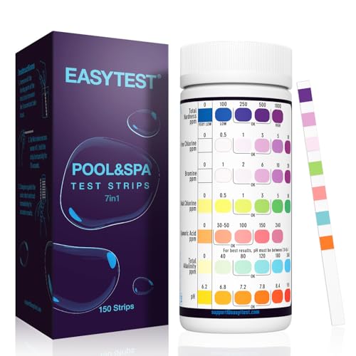 EASYTEST 7-in-1 Pool Test Strips - 150 Water Testing Strips for Hot Tub & Spa
