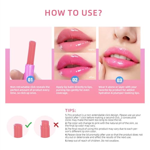 MAEPEOR Tinted Lip Balm 6 Colors Moisturizing Lip Balm Hydrating Changing Lip Gloss for Lip Care and Dry Lip (01 Rose)