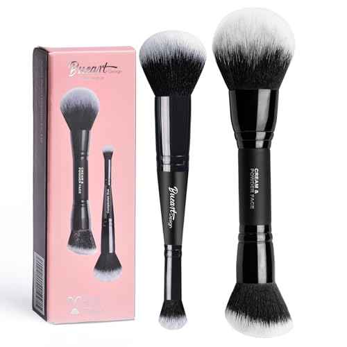 Bueart Design Dual Ended Cream Powder Brush and Complexion Duo Foundation Concealer Brush For Foundation, Setting Powder, Blush, Bronzer, Concealer M4