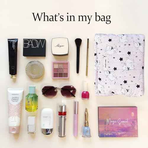 STARDW Cute Cotton Quilted Makeup Bag Cosmetic Bags for Women and Girls,Travel Toiletry Bag Floral Makeup Zipper Pouch, Purse Organizer Pouches,Canvas Lining (Cute Lamb)