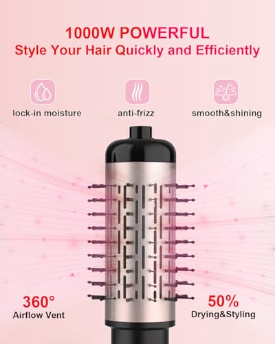 WEEYUM Rotating Hair Dryer Brush Set - 1.5 & 2 Inch Hot Air Volumizer