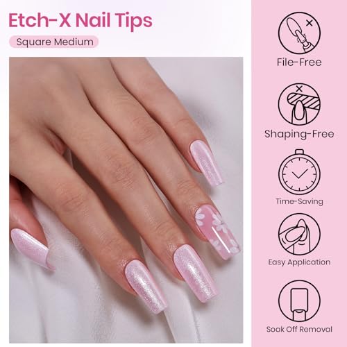 Beetles Gel Nail Tips Square Medium 384pcs 10 Sizes Pre-Etched