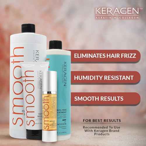 Keragen Brazilian Keratin Smoothing Treatment | Formaldehyde-Free Blowout Kit for Frizzy, Dry, or Damaged Hair | Organic Keratin and Collagen | Salon-Quality Results at Home | 16 Oz