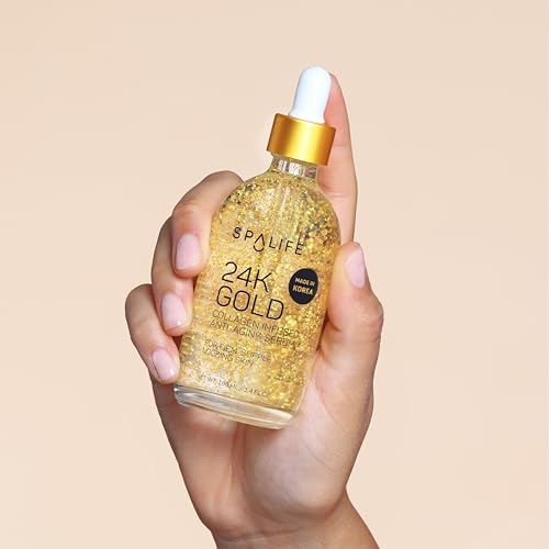 SpaLife Nourishing Anti-Aging Gold & Silver Serums (Anti-Aging 24k Gold & Collagen) 110 ml (3.7 Fl. Oz.) - Boosts Firmness, Hydration, and Radiance