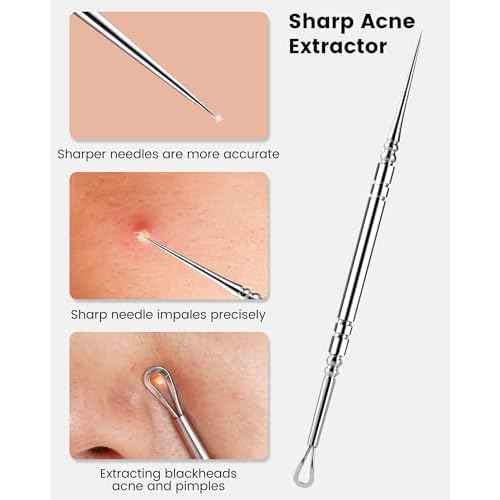Pimple Popper Tool Kit - Boxoyx 6 Pcs Pore Prep Blackhead Remover Comedone Extractor Kit with Box for Quick and Easy Removal of Pimples, Blackheads, Zit Removing, Forehead,Facial and Nose (Silver)