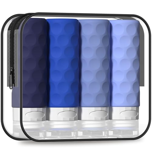 Silevoler Travel Bottles - 4 Pack TSA Approved 3oz Leak-Proof Silicone Containers