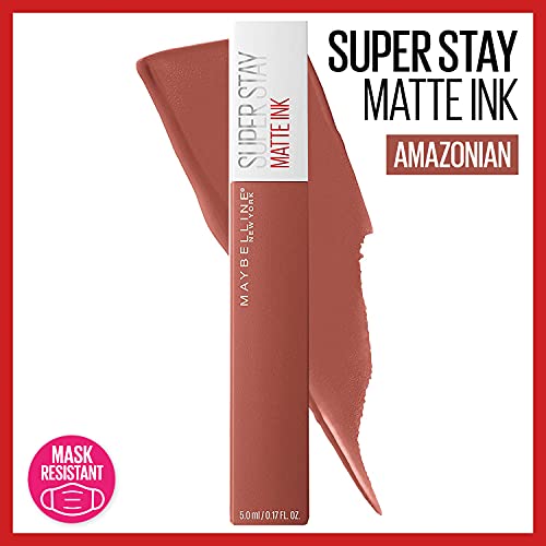 MAYBELLINE Super Stay Matte Ink Liquid Lipstick Makeup Long Lasting High Impact Color Up to 16H Wear Amazonian Nude Brown and Self-Starter Light Red