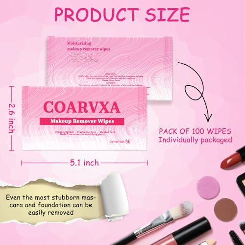 100 Count Makeup Remover Wipes - Individually Wrapped Travel Size