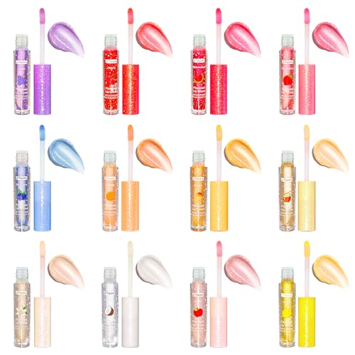Yopela 12 Fruity Flavored Lip Gloss Set with Vitamin E