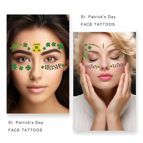 Shamrock Temporary Tattoos St. Patrick's Day - 20 Sheets
