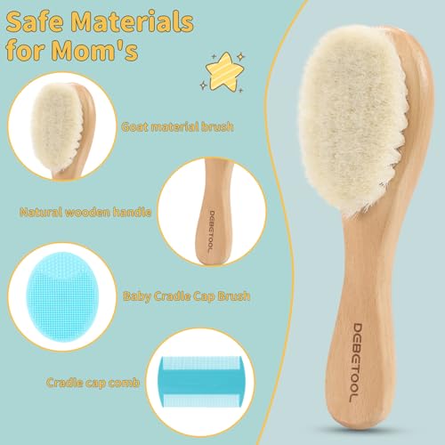 Cradle Cap Brush & Comb Set - 3-Piece Baby Grooming Kit