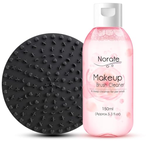 Norate Makeup Brush Cleaner Kit 2Pcs with Cleaning Mat & Solution