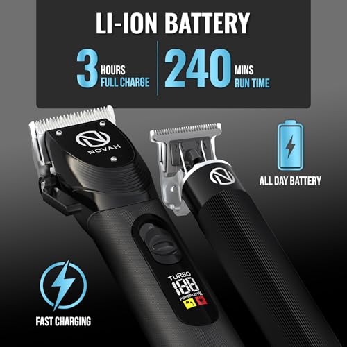 NOVAH Professional Cordless Hair Clippers for Men - 23-Piece Barber Kit