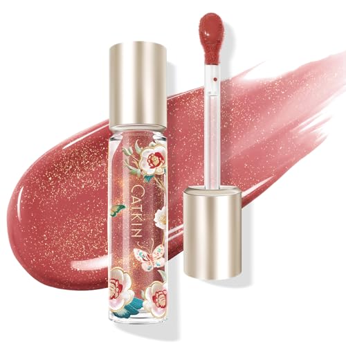 CATKIN Lip Plumper Gloss - Hydrating Tinted Lip Serum with Hyaluronic Acid, Non-Sticky, 0.12 Fl Oz - C05 Chocolate Amber