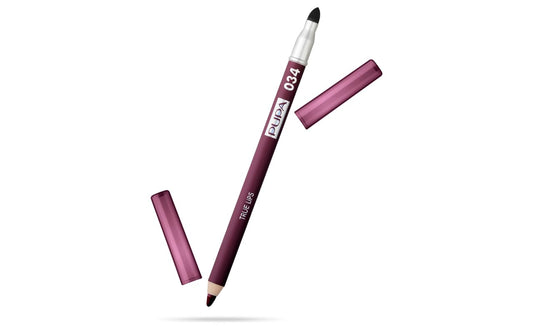 Pupa Milano True Lips Blendable Lip Liner - Dual-Ended Matte Lining Color and Brush - Light and Creamy, Hydrating, High Pigment, Smudge Proof Formula - Paraben Free - 034 Plum - 0.042 oz