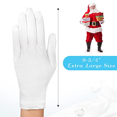 PAXCOO XL White Cotton Gloves - 6 Pairs for Moisturizing & Eczema