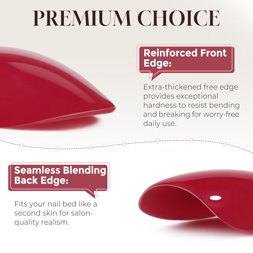 UNA GELLA Red Almond Press On Nails Kit - 32 Reusable Soft Gel Nails