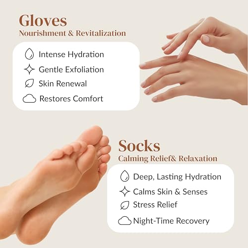 Epielle Hydrating Hand & Foot Masks - 6 Gloves & 6 Socks Spa Kit