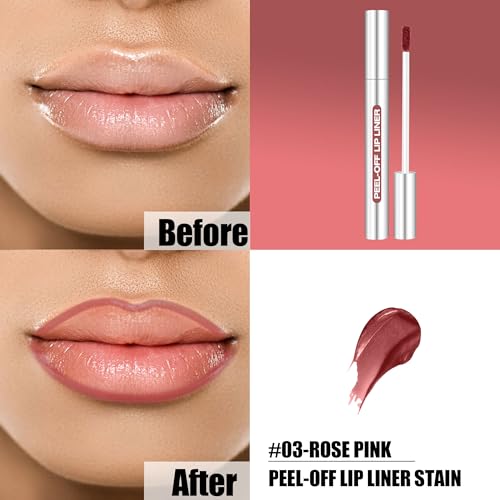 TENGLONG Pink Peel Off Lip Liner - Long-Lasting Lip Makeup, Easy Removal
