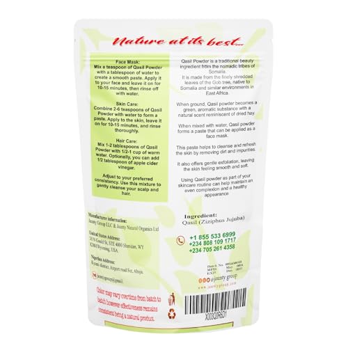 Jaunty Qasil Powder 50 grams - Authentic African | Plant Based Mask | Deep Cleansing | Beauty Secret | Ethically Sourced from Somalia All Skin Types
