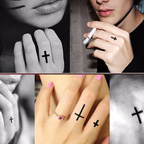 Black Cross Waterproof Temporary Tattoo Men and Women Scars Painted Small Cross Tattoos Sticker 5 Sheets 10x17CM