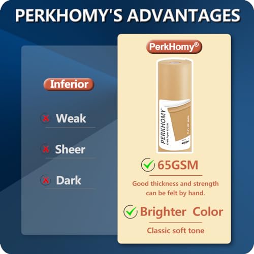 PerkHomy Brown Kraft Paper Roll 17.5x100 Inches for Gift Wrapping & Crafts, 70GSM 50LB