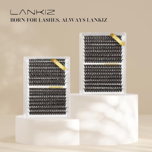 LANKIZ DIY Lash Extensions, 72pcs Wispy Lash Clusters,16mm Individual Lashes, Soft & Natural Cluster Eyelash Extensions