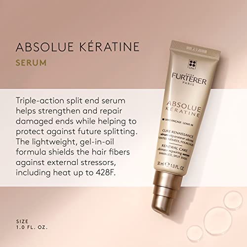 Rene Furterer Absolue Keratine Ultimate Repair Split End Serum - For Damaged, Over-Processed Hair - Repair & Restore, 1 fl. oz.