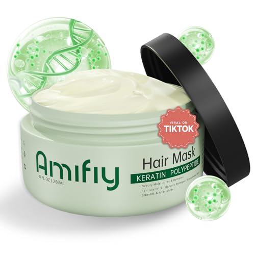 Amifiy Keratin Hair Mask - Deep Conditioning Treatment for Dry, Damaged Hair, 8 Fl Oz