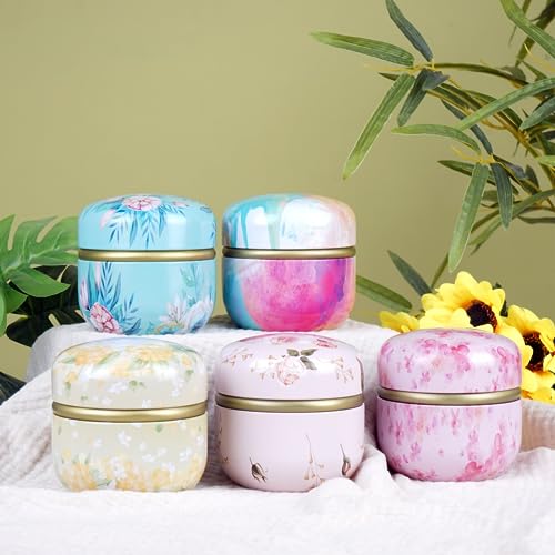 SHIMIDO Body Powder Puff Container with 2 Puffs, 3.35" Portable Tin
