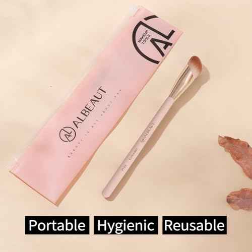Small Angled Concealer Brush For Under Eye Brightening, Precision Face Makeup Brush (193 concealer brush-Pink)