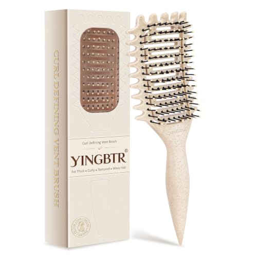 Yingbtr Curl Defining Brush for Curly Hair – 1Pc Beige, Vented Detangling Brush